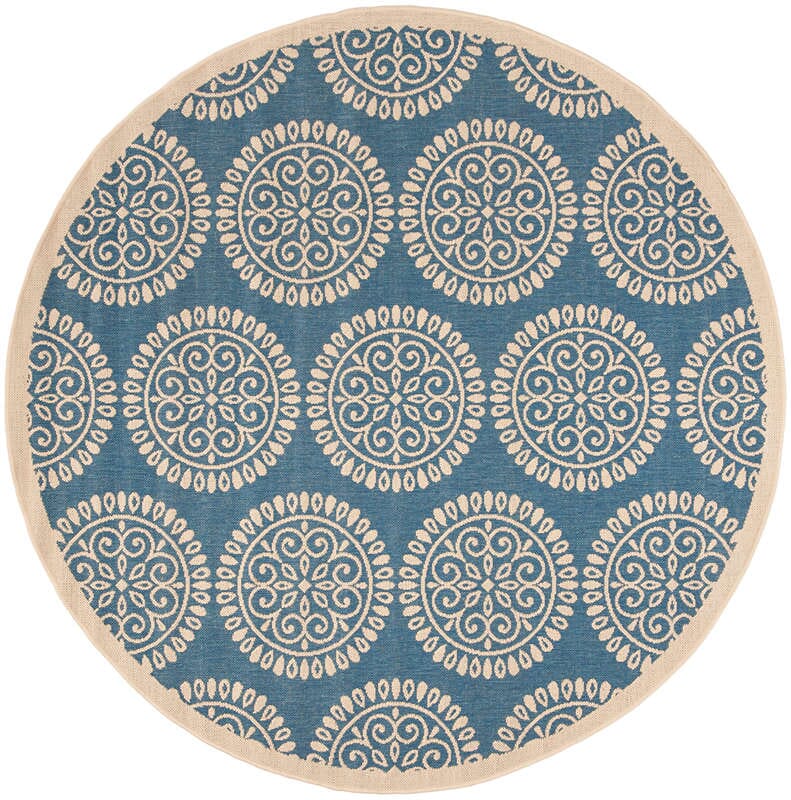 Safavieh Linden Lnd176M Blue / Creme Damask Area Rug