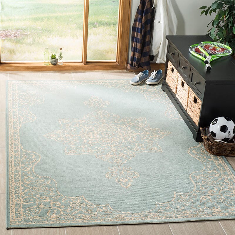 Safavieh Linden Lnd180L Cream / Aqua Area Rug