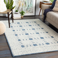 Surya Louvre Lou-2300 Navy, Cream, Ice Blue Damask Area Rug