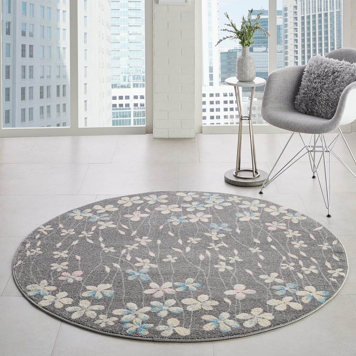 Nourison Tranquil Tra04 Grey / Beige Floral / Country Area Rug