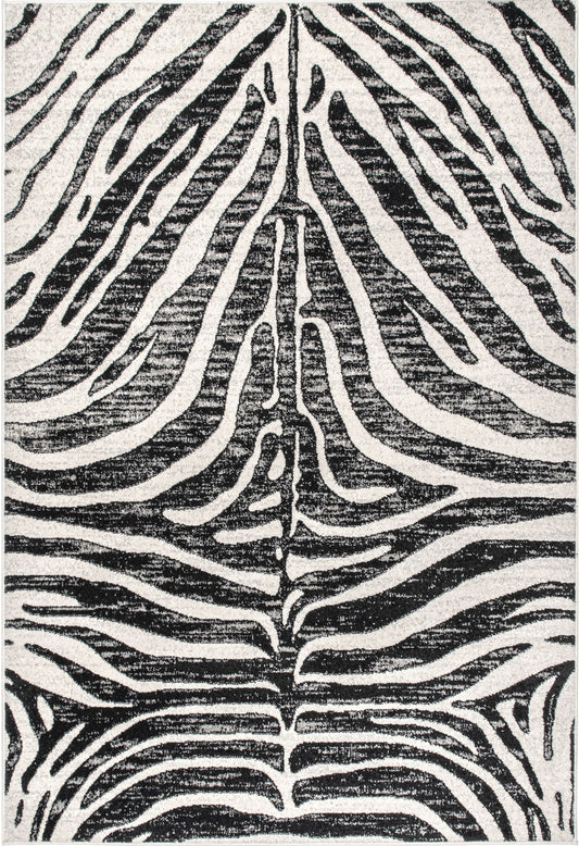 Nuloom Royal Zebra Stripes Nro3111A Black Area Rug