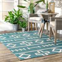 Nuloom Holland Ethnic Symbols Nho2838A Aqua Area Rug