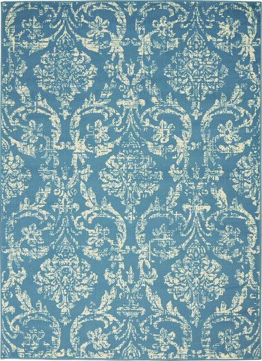 Nourison Jubilant Jub09 Blue Damask Area Rug