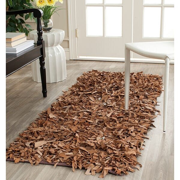 Safavieh Leather Shag Lsg511K Brown Shag Area Rug