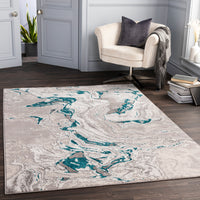 Surya Lustro Lsr-2304 Taupe, Cream, Beige, Teal Area Rug