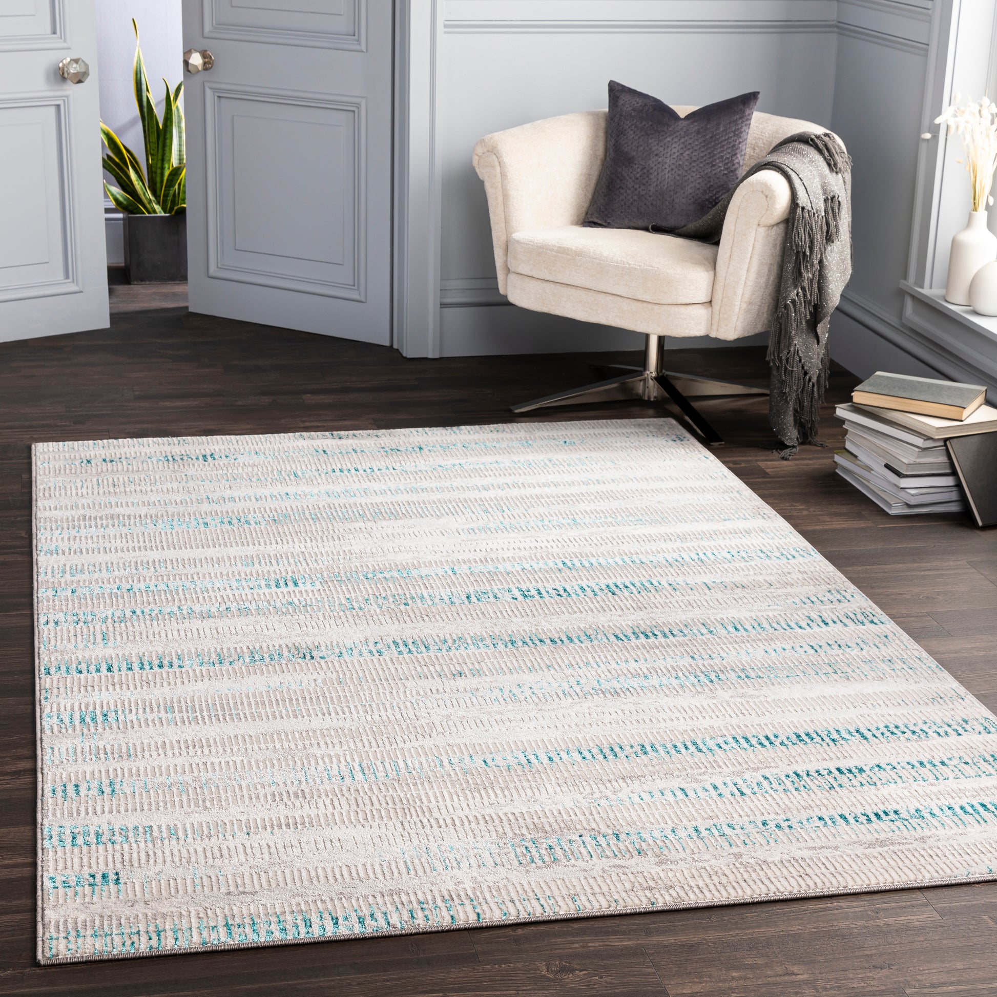 Surya Lustro Lsr-2310 Teal, Beige, Cream, Taupe Area Rug