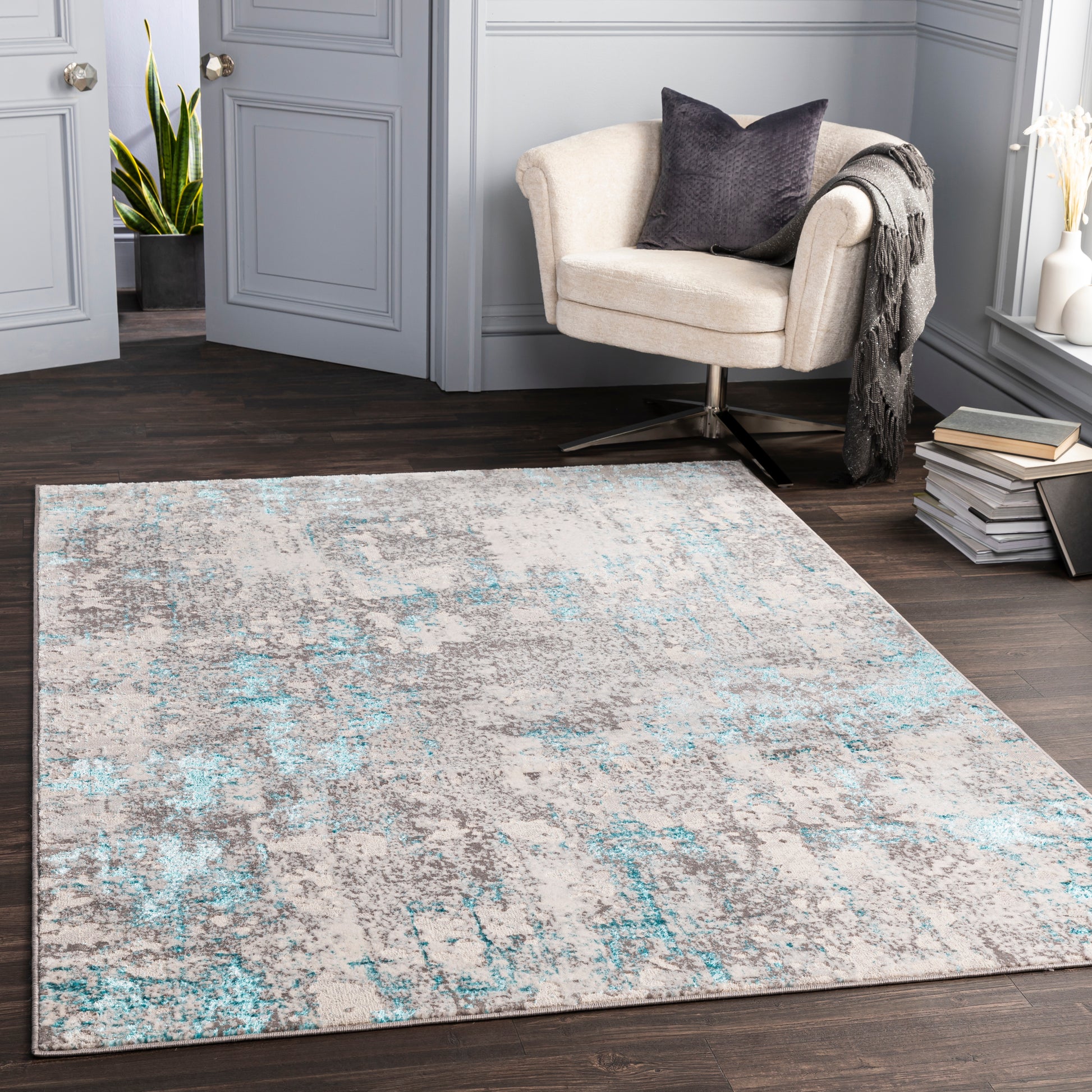 Surya Lustro Lsr-2316 Teal, Beige, Cream, Taupe Area Rug