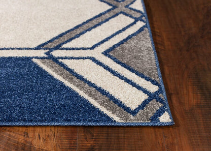 KAS Lucia 2768 Grant Ivory / Denim Geometric Area Rug