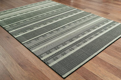 Oriental Weavers Sphinx Luna 1802K Black / Ivory Striped Area Rug