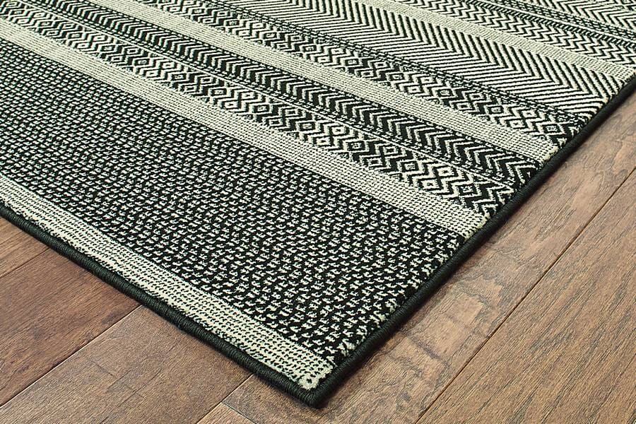 Oriental Weavers Sphinx Luna 1802K Black / Ivory Striped Area Rug