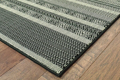 Oriental Weavers Sphinx Luna 1802K Black / Ivory Striped Area Rug