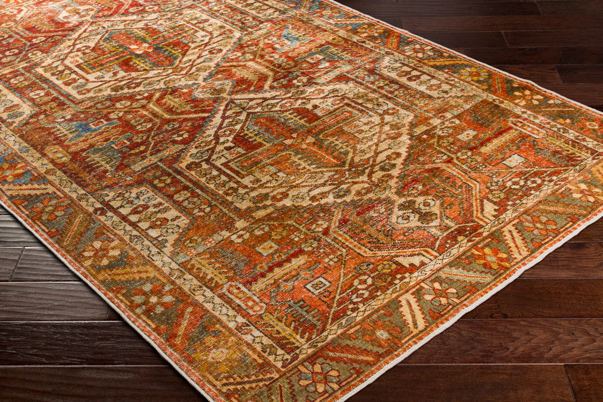 Surya Lavable Lvb-2300 Burnt Orange, Dark Red, Peach, Olive Rugs.