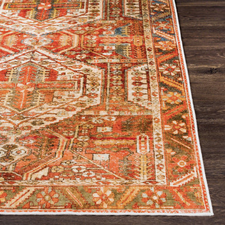 Surya Lavable Lvb-2300 Burnt Orange, Dark Red, Peach, Olive Rugs.