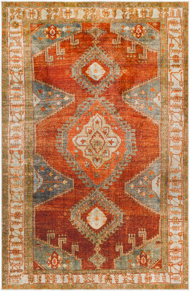 Surya Lavable Lvb-2301 Burnt Orange, Bright Orange, Rust, Dark Brown Rugs.