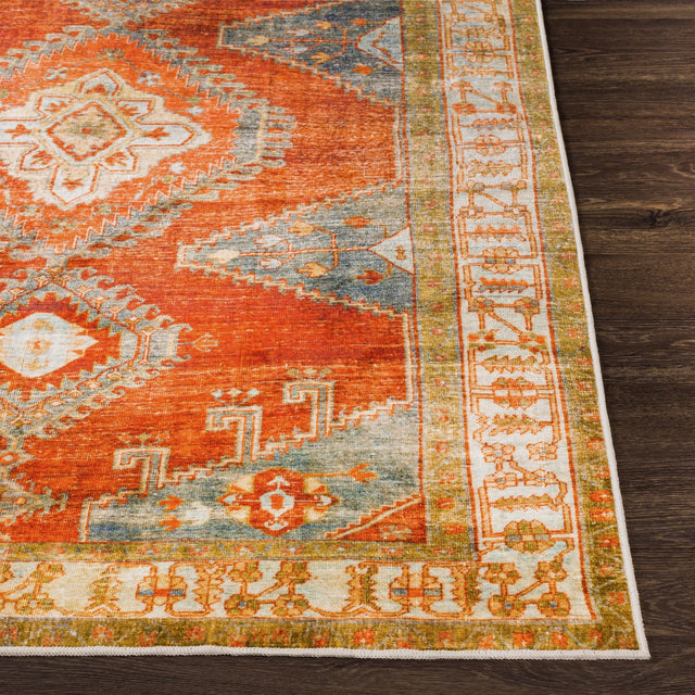 Surya Lavable Lvb-2301 Burnt Orange, Bright Orange, Rust, Dark Brown Rugs.