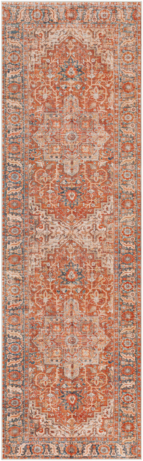 Surya Lavable Lvb-2303 Burnt Orange, Coral, Wheat, Dark Blue Rugs.