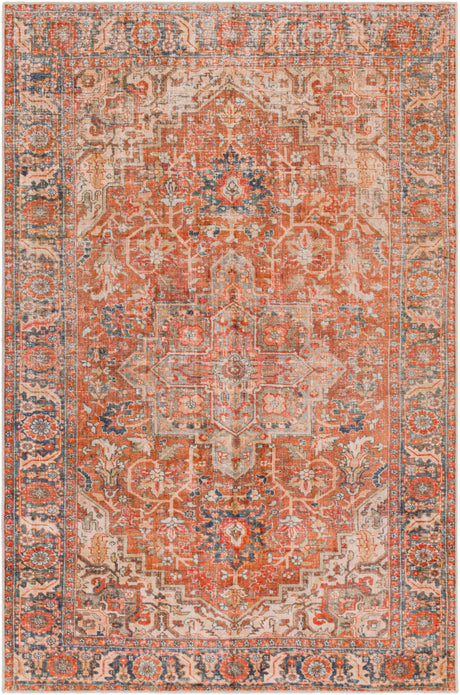 Surya Lavable Lvb-2303 Burnt Orange, Coral, Wheat, Dark Blue Rugs.