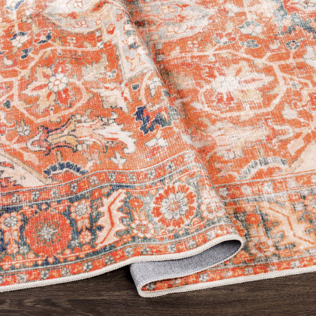 Surya Lavable Lvb-2303 Burnt Orange, Coral, Wheat, Dark Blue Rugs.