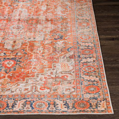 Surya Lavable Lvb-2303 Burnt Orange, Coral, Wheat, Dark Blue Rugs.