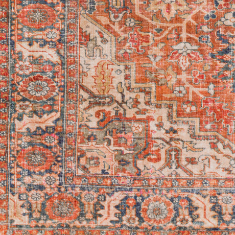 Surya Lavable Lvb-2303 Burnt Orange, Coral, Wheat, Dark Blue Rugs.