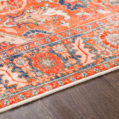 Surya Lavable Lvb-2303 Burnt Orange, Coral, Wheat, Dark Blue Rugs.