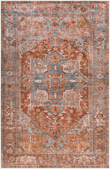 Surya Lavable Lvb-2304 Peach, Burnt Orange, Blush, Aqua Rugs.