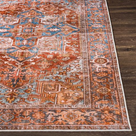 Surya Lavable Lvb-2304 Peach, Burnt Orange, Blush, Aqua Rugs.