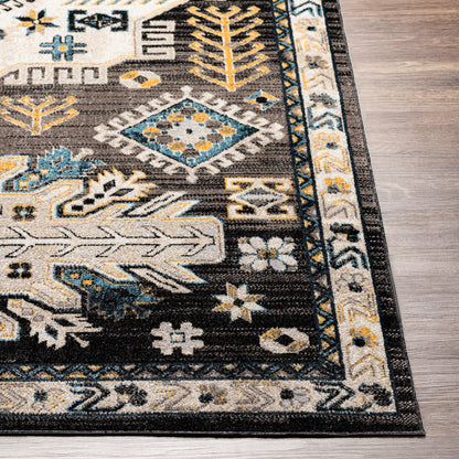 Surya Lavadora Lvr-2307 Black, Medium Gray, Sky Blue, Bright Yellow Area Rug