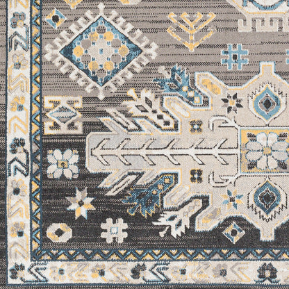 Surya Lavadora Lvr-2307 Black, Medium Gray, Sky Blue, Bright Yellow Area Rug