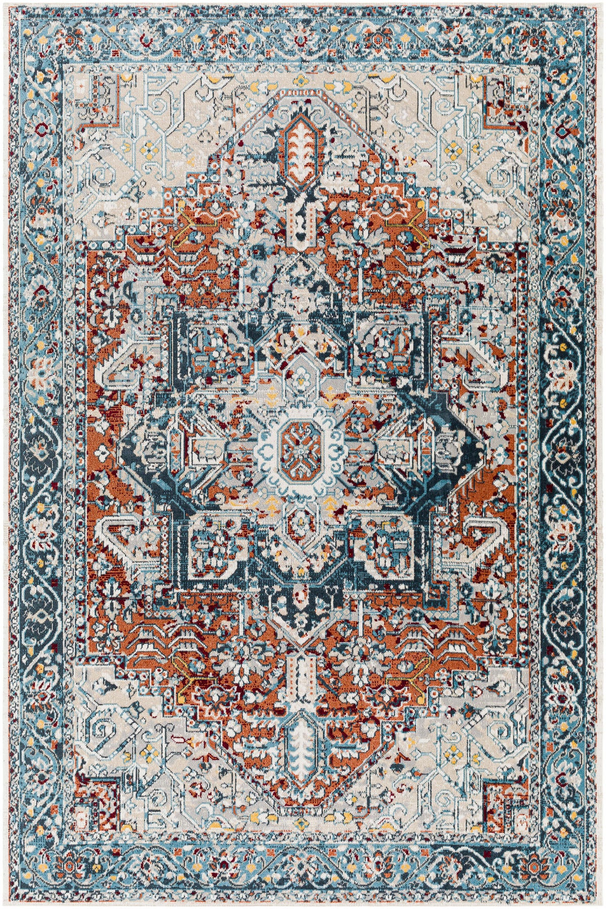 Surya Lavadora Lvr-2323 Ink Blue, Blue, Rust, Mustard Area Rug