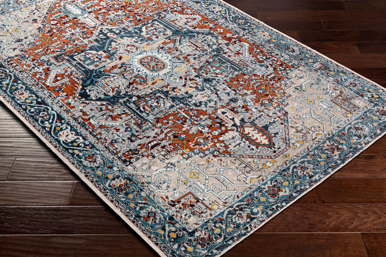 Surya Lavadora Lvr-2323 Ink Blue, Blue, Rust, Mustard Rugs.