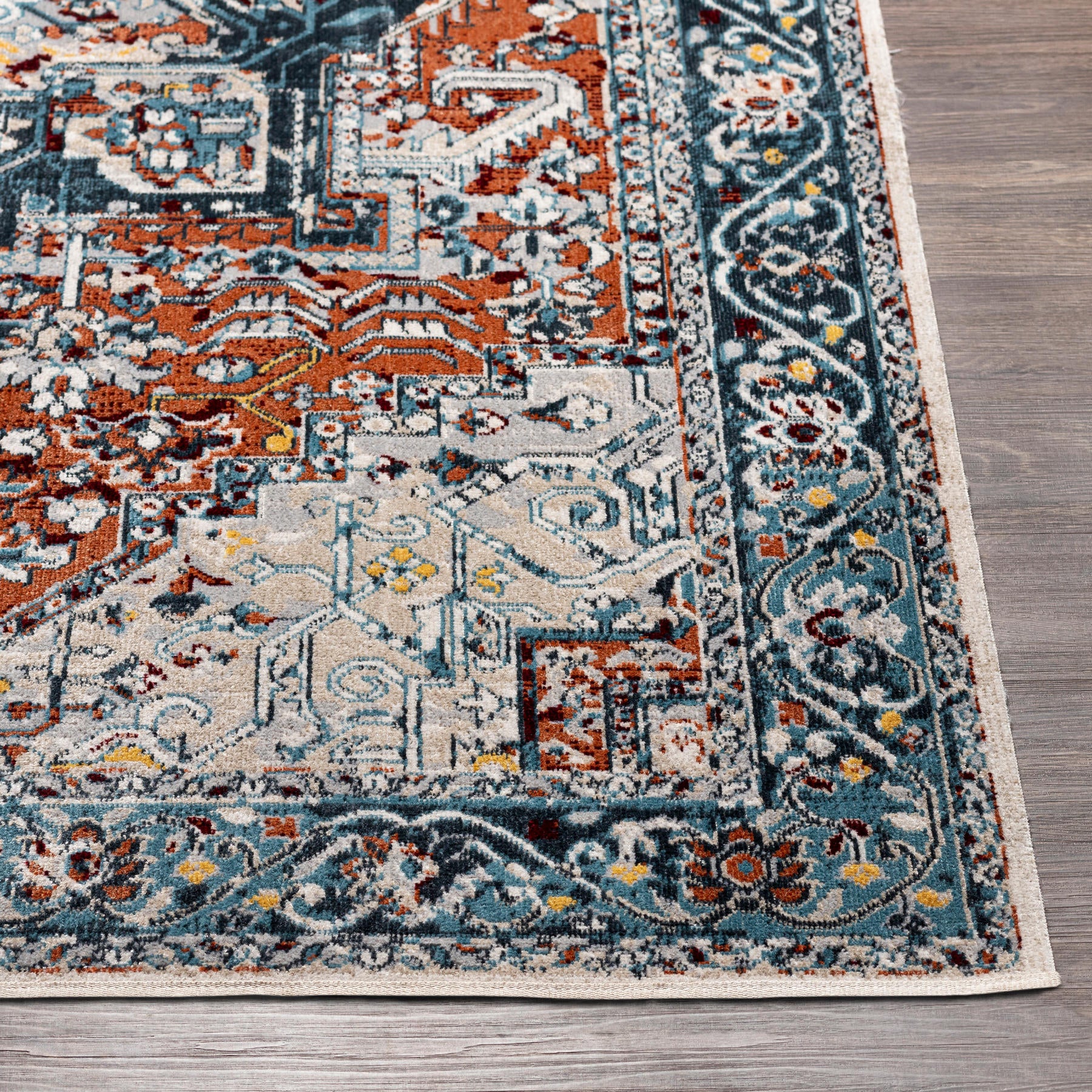 Surya Lavadora Lvr-2323 Ink Blue, Blue, Rust, Mustard Area Rug