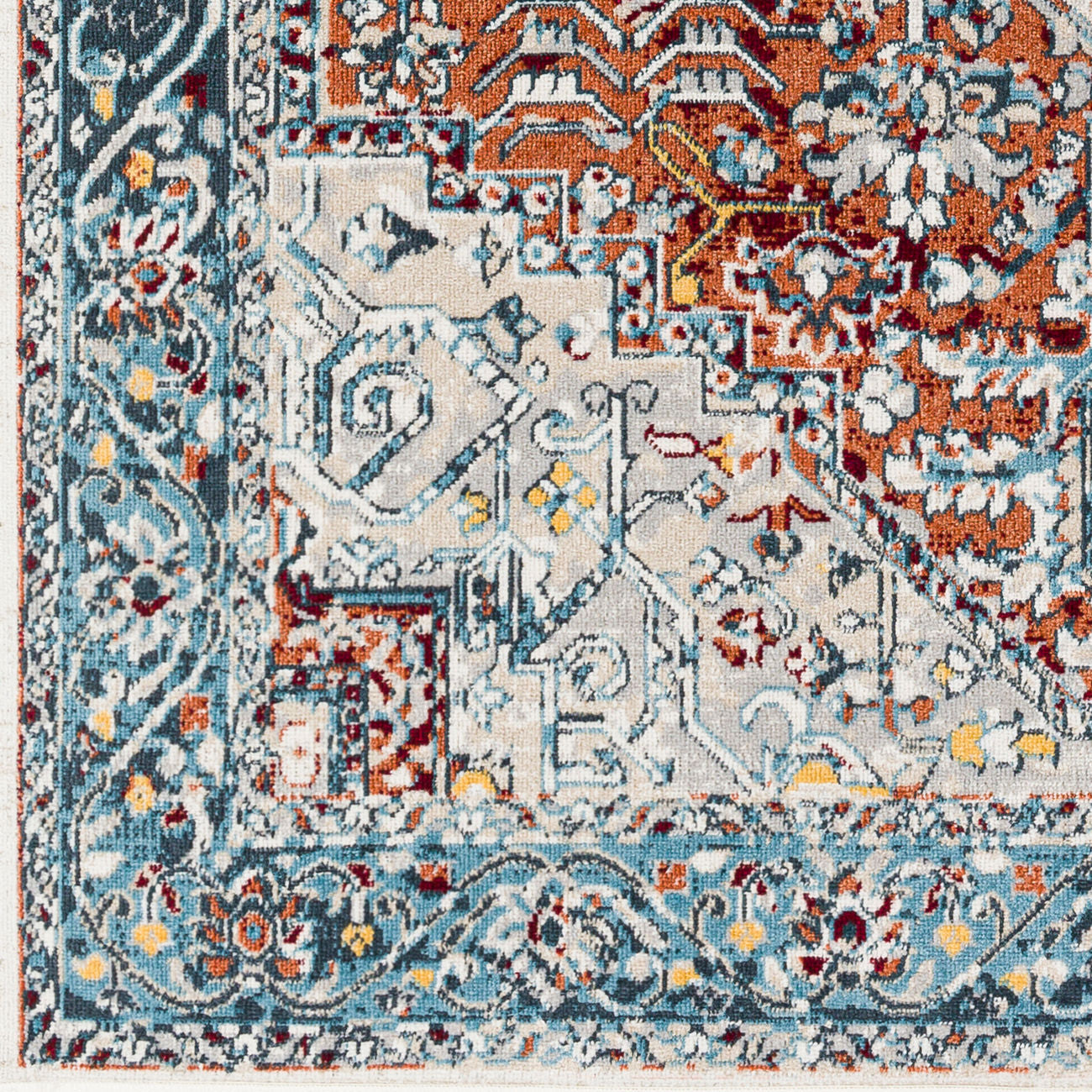 Surya Lavadora Lvr-2323 Ink Blue, Blue, Rust, Mustard Area Rug