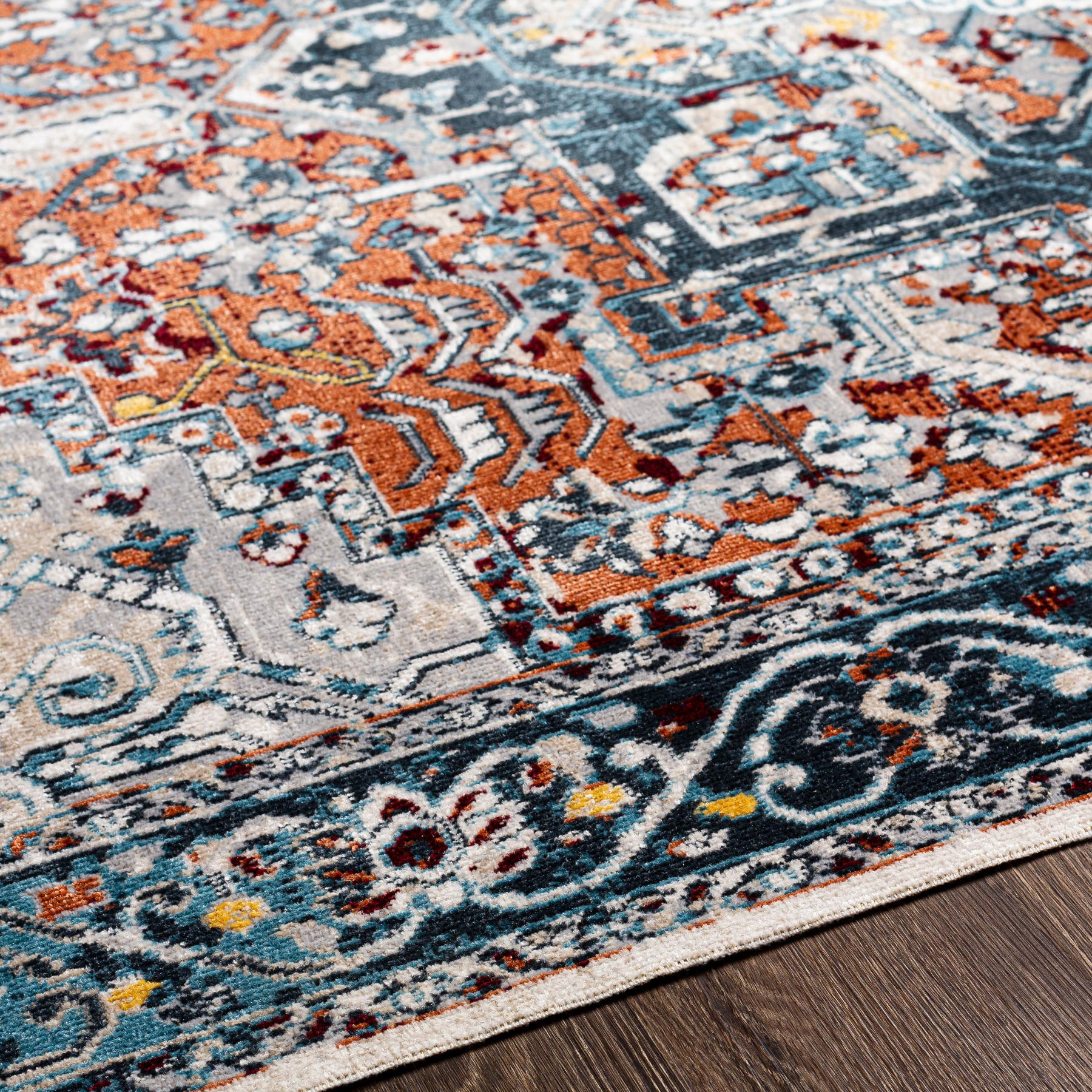 Surya Lavadora Lvr-2323 Ink Blue, Blue, Rust, Mustard Area Rug