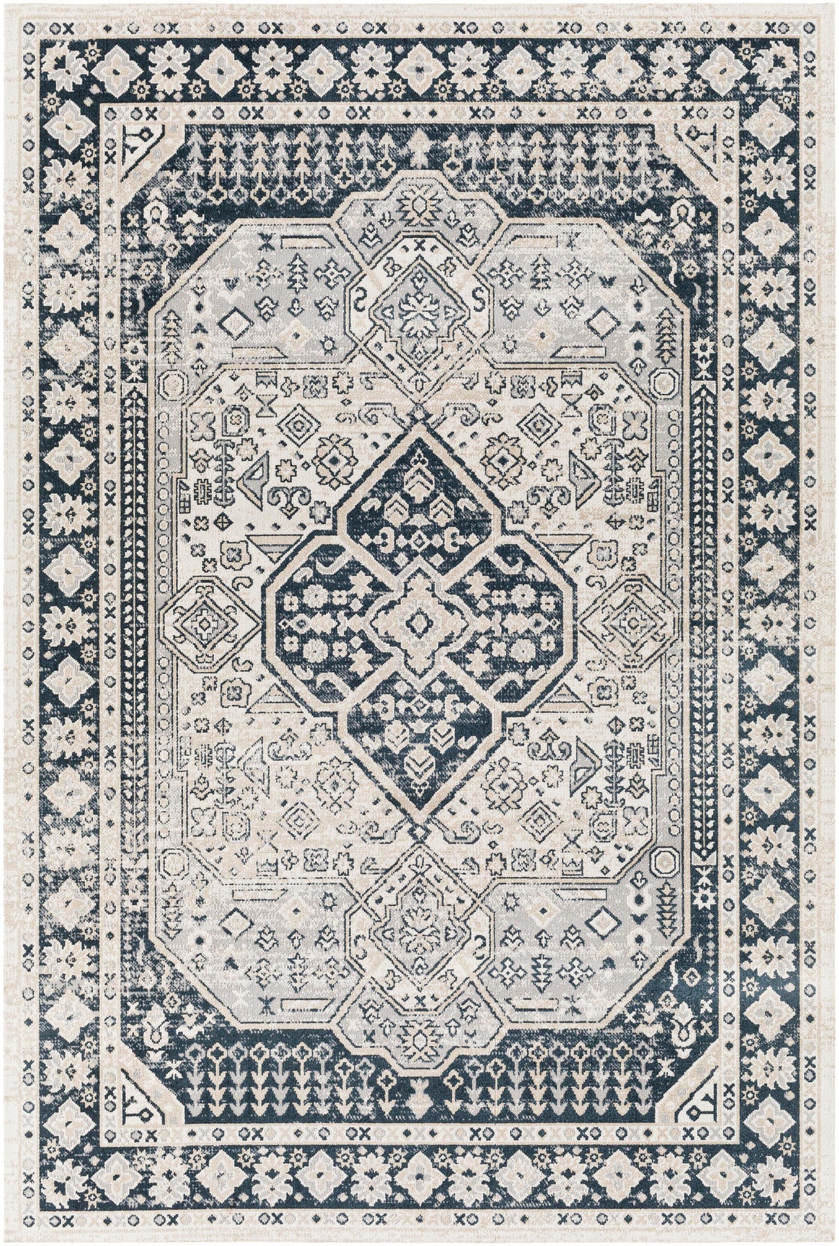 Surya Lavadora Lvr-2324 Black, Ink Blue, Light Gray, Light Beige Area Rug