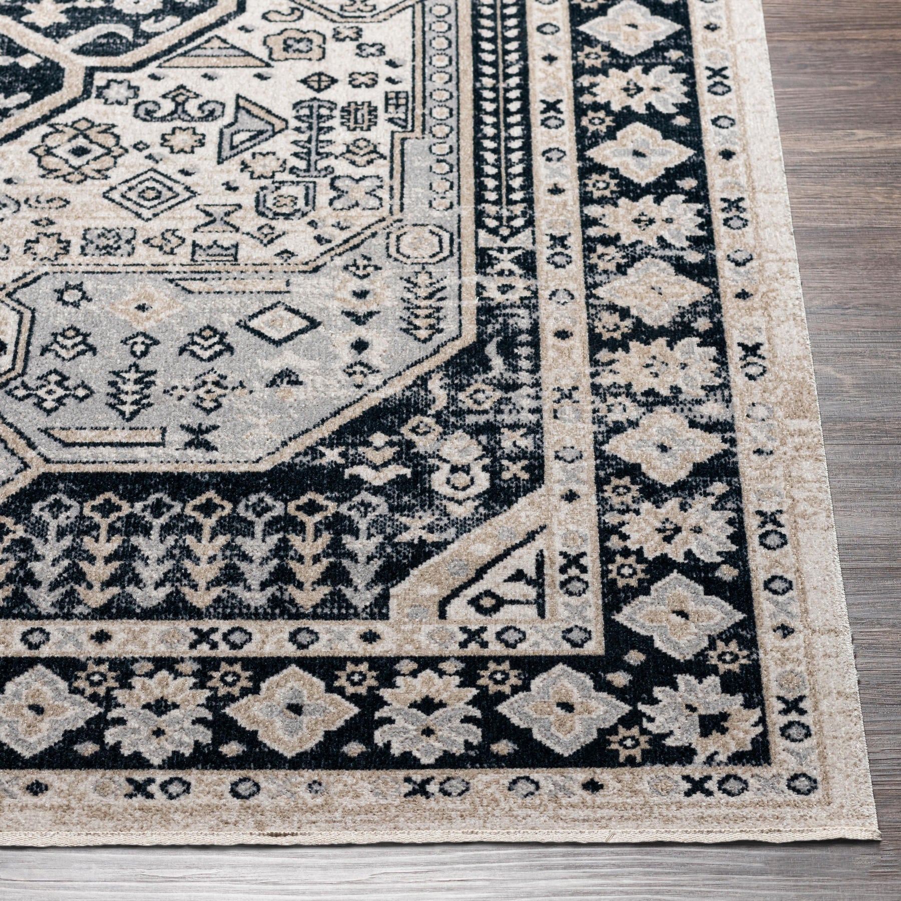 Surya Lavadora Lvr-2324 Black, Ink Blue, Light Gray, Light Beige Area Rug