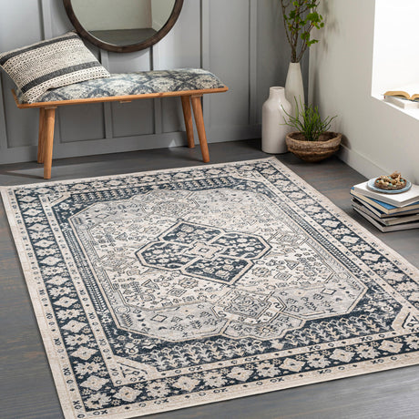 Surya Lavadora Lvr-2324 Black, Ink Blue, Light Gray, Light Beige Rugs.