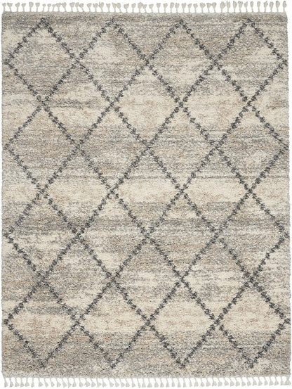 Nourison Oslo Shag Osl01 Ivory / Grey Moroccan Area Rug