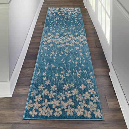 Nourison Tranquil Tra04 Turquoise Floral / Country Area Rug