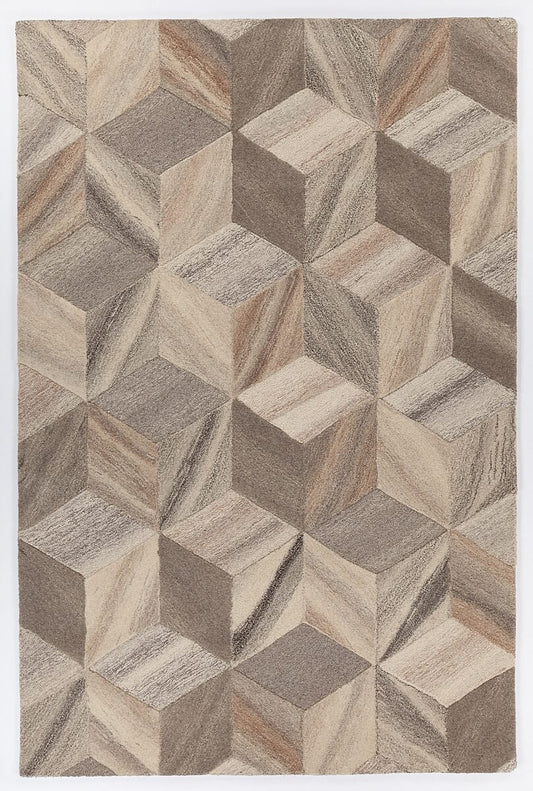 Chandra Lyril Lyr-50200 Grey / Brown / Natural Geometric Area Rug