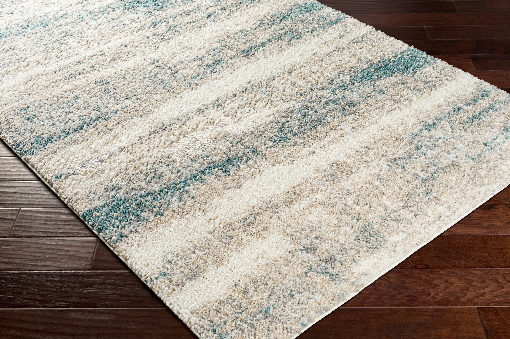 Surya Lyra Shag Lyr-2300 Aqua, Taupe, Light Gray, Cream Area Rug