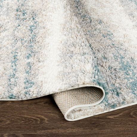 Surya Lyra Shag Lyr-2300 Aqua, Taupe, Light Gray, Cream Rugs.