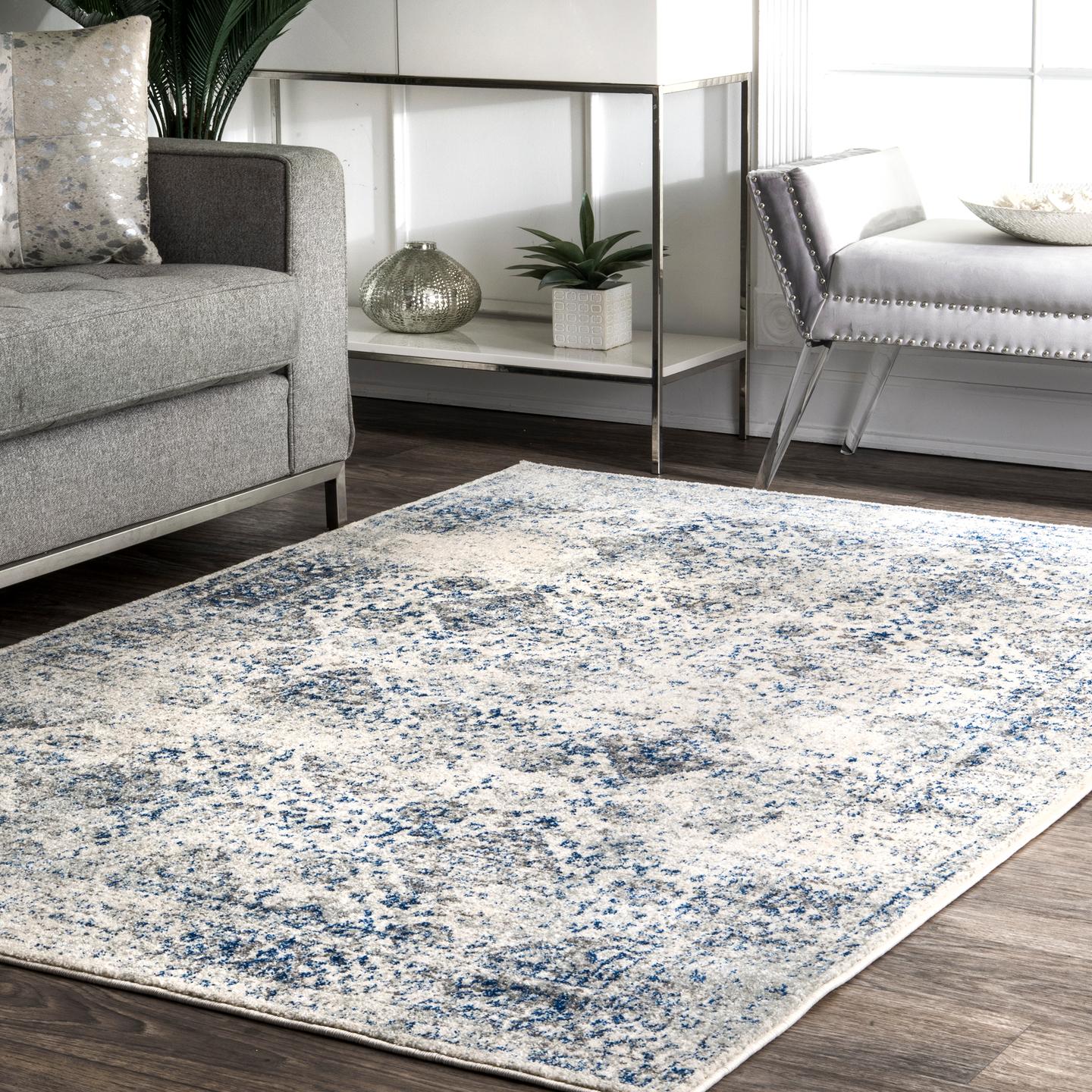 Nuloom Distressed Mabelle Ndi3131A Blue Area Rug