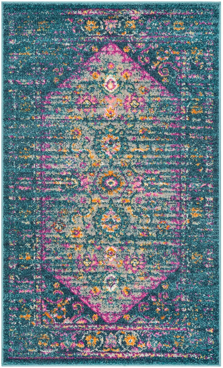 Safavieh Madison Mad122C Blue / Fuchsia Vintage / Distressed Area Rug