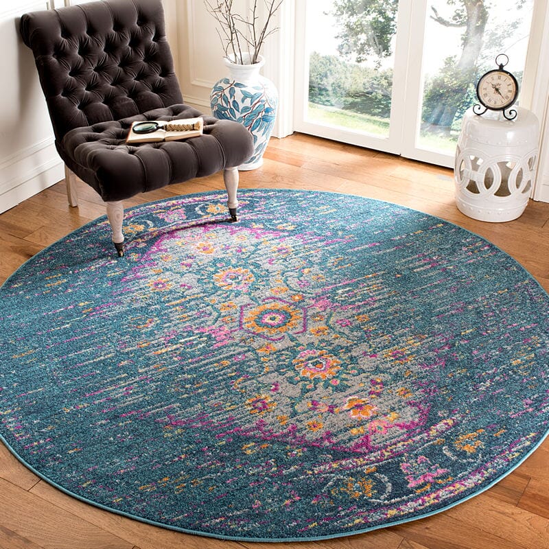 Safavieh Madison Mad122C Blue / Fuchsia Vintage / Distressed Area Rug