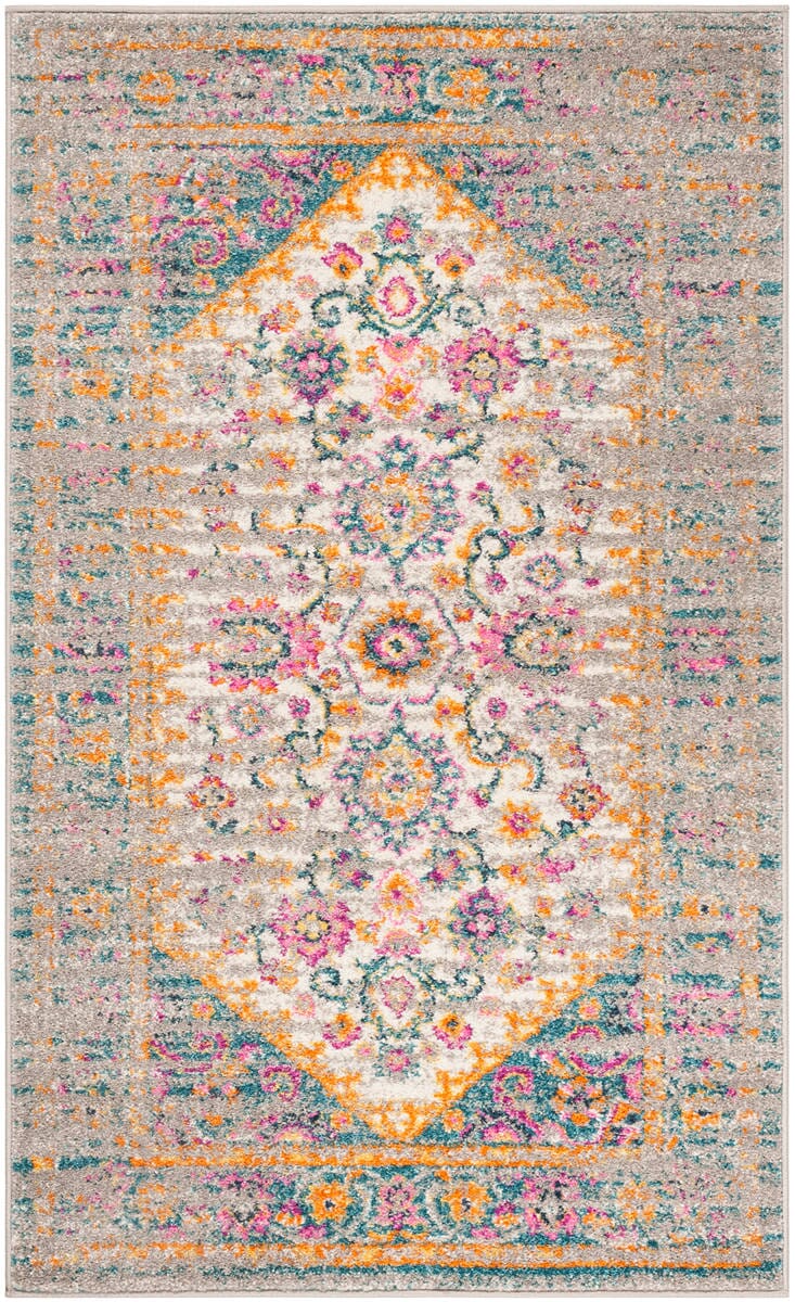 Safavieh Madison Mad122G Light Grey / Fuchsia Vintage / Distressed Area Rug