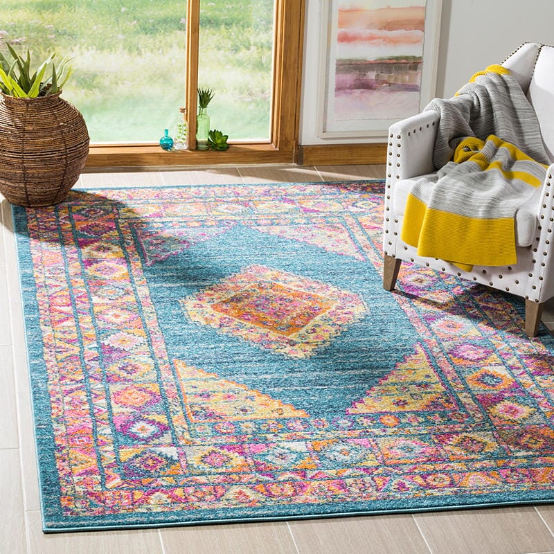 Safavieh Madison Mad133A Light Blue / Orange Area Rug