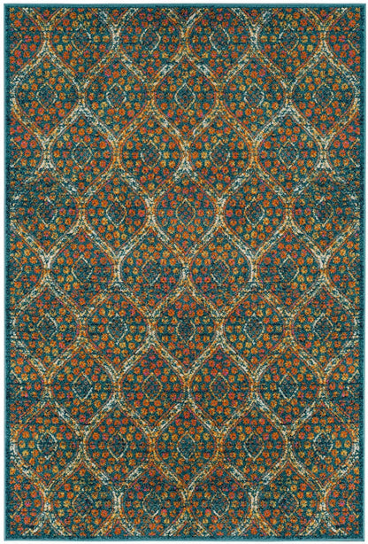 Safavieh Madison Mad140A Blue / Orange Damask Area Rug