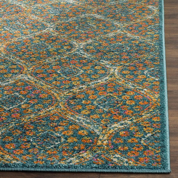 Safavieh Madison Mad140A Blue / Orange Damask Area Rug