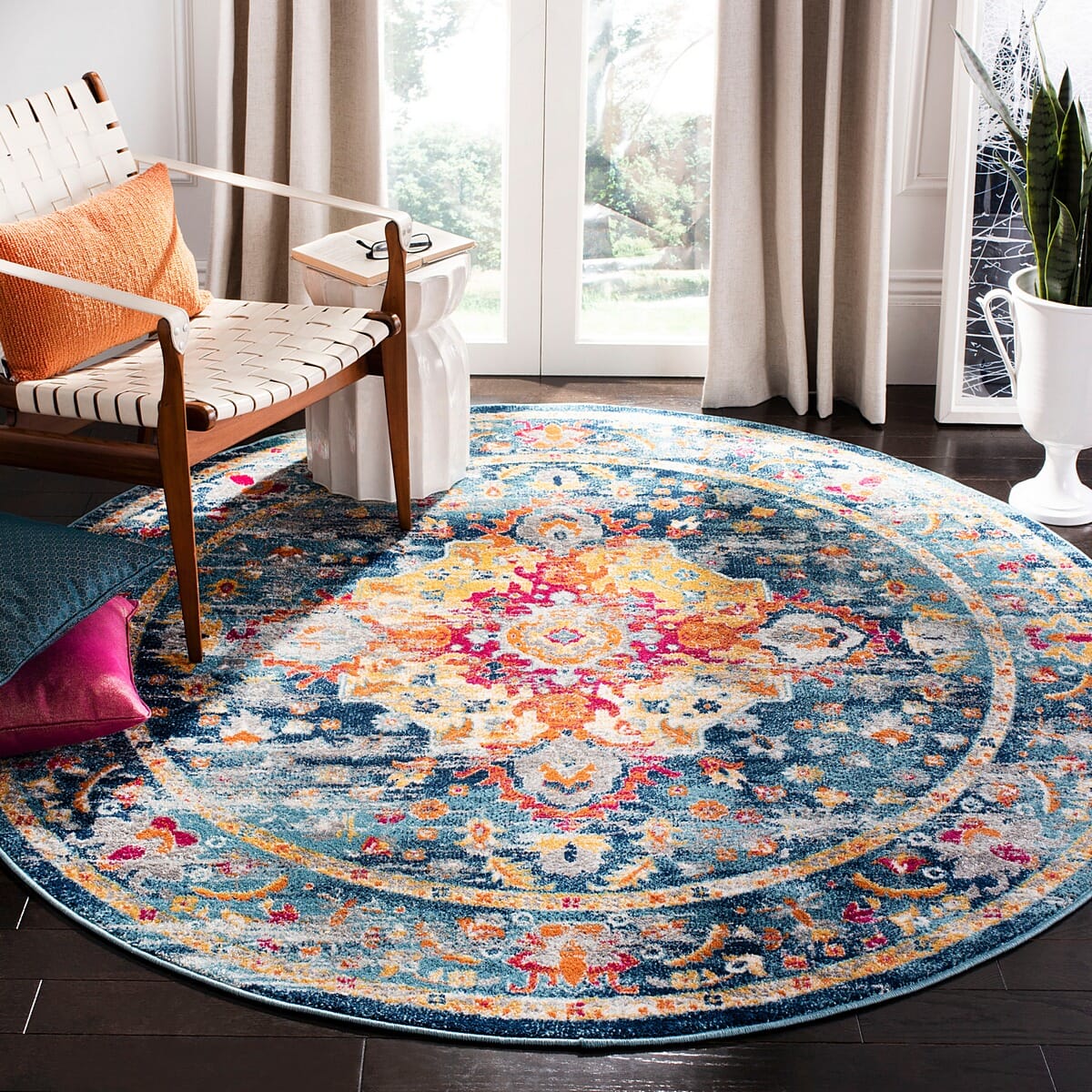 Safavieh Madison Mad154L Teal / Fuchsia Area Rug